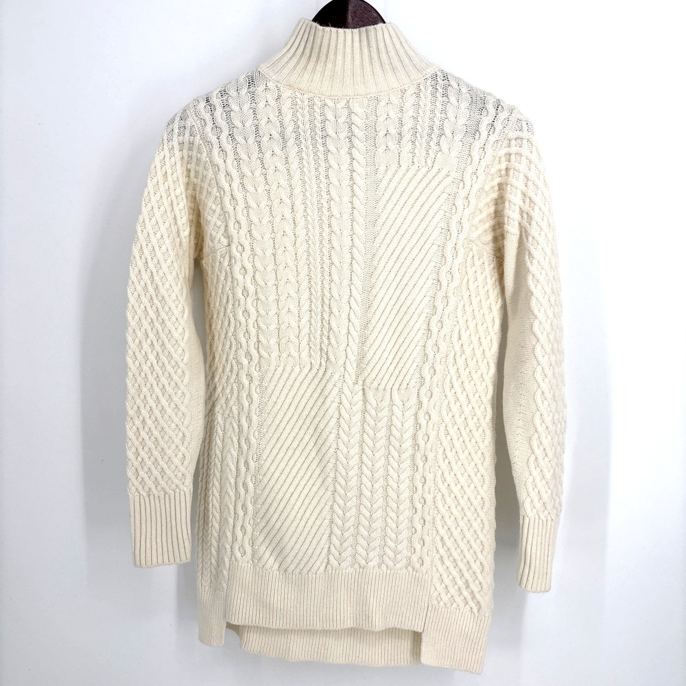 Reiss Martha Longline Jumper Size Small Ivory Cable Knit Wool Blend Sweater